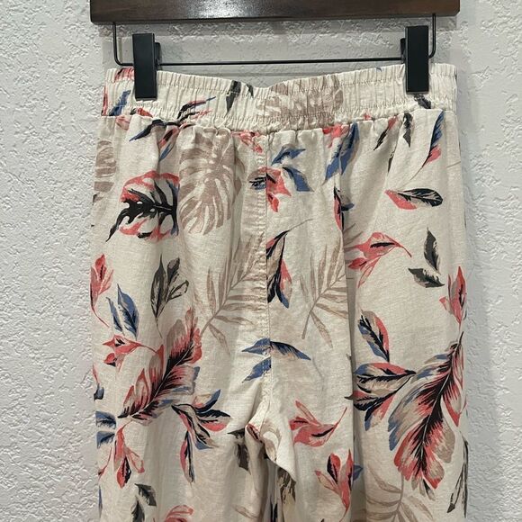 Briggs Elastic Waistband Pants Tan Floral Pattern Size Medium - Picture 9 of 11